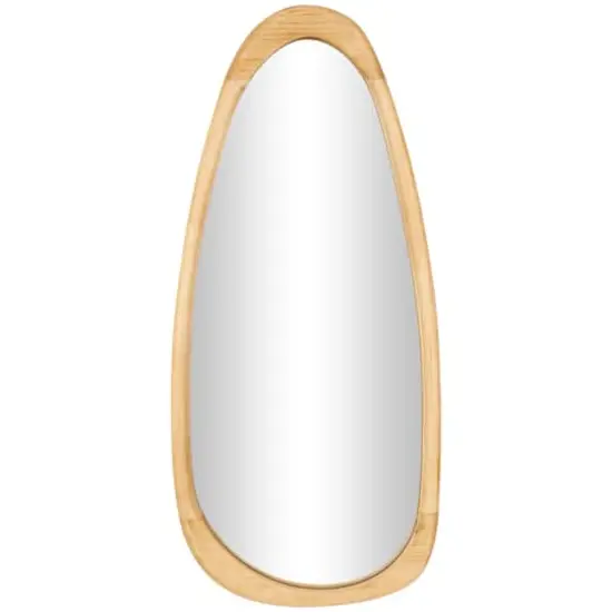 42" Brown Wood Oval Wall Mirror {1}