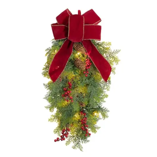 Haute Decor 20" Pre-lit Classic Christmas Chairback Swag {1}