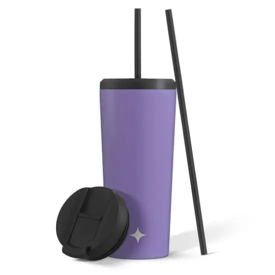 JoyJolt&reg; 20oz. Vacuum Insulated Tumbler with Flip Lid & Straw Green {2}