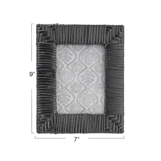 Hello Honey&reg; Black Handwoven Rattan Photo Frame {4}