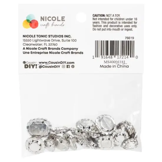 CousinDIY Silver Cupchain Crystal Glass Sew-On Rhinestones, 17ct. {8}
