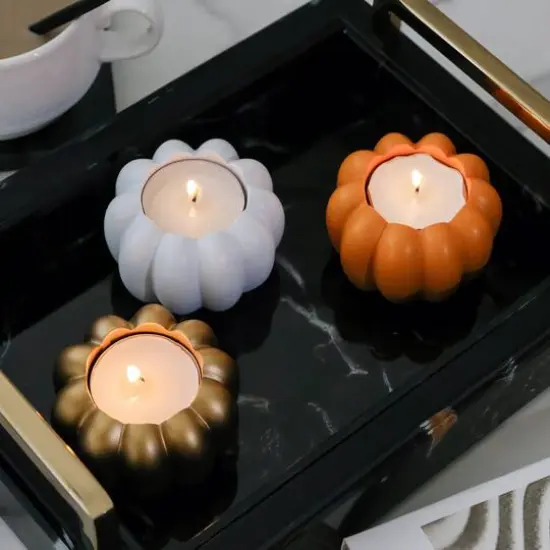 Kate Aspen White Pumpkin 2-in-1 Tealight Candlestick Holder Set, 6ct. {8}