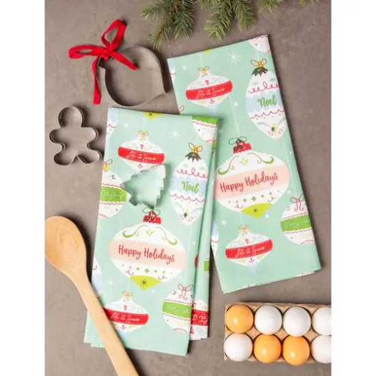 DII&reg; Holiday Ornaments Dishtowel Set {6}