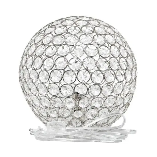 Lalia Home 10" Medium Metal Crystal Round Orb Table Lamp Chrome {9}