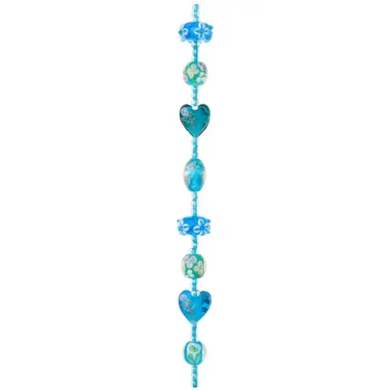 Aqua Heart & Flower Lampwork Glass Beads by Bead Landing&trade; {4}