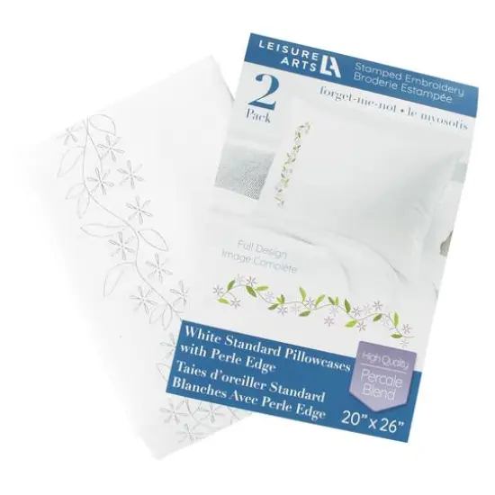 Leisure Arts&reg; Forget-Me-Not Pillowcase Stamped Embroidery Kit {4}