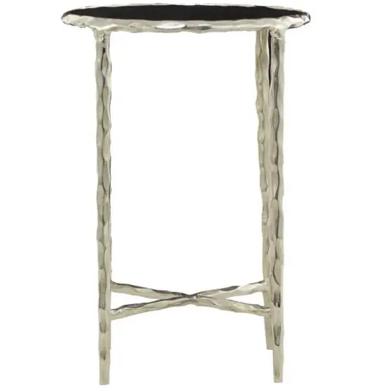 22" Aluminum Accent Table with Shaded Glass Top Silver {5}