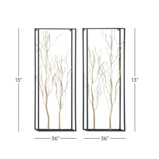 36" Gold Metal Glam Floral Wall D&eacute;cor Set {6}