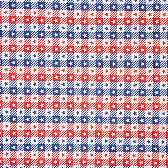 SINGER Gingham Patriotic Stars Cotton Fabric {1}