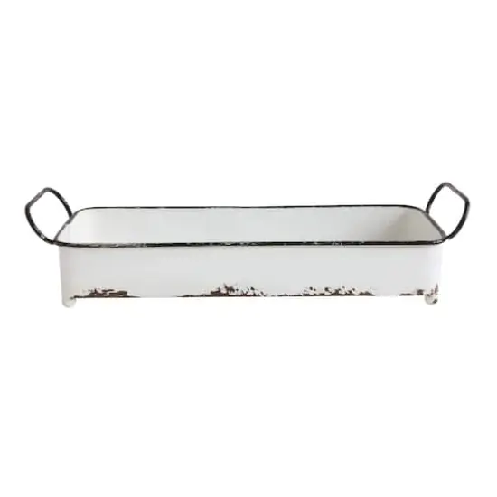 Hello Honey&reg; 16" Silver Decorative Rectangle Distressed Metal Tray {1}