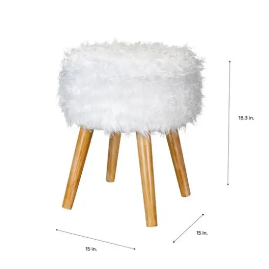 Organize It All White Faux Fur Storage Ottoman {4}