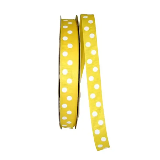 JAM Paper 5/8" x 50yd. Grosgrain Aspirin Dots Ribbon Lemon {1}