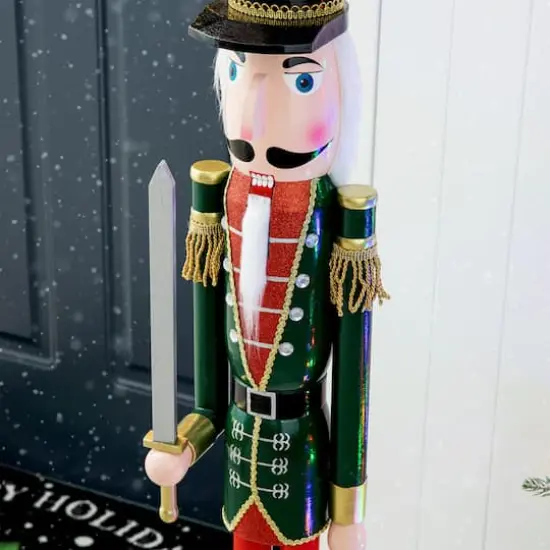 Glitzhome&reg; 3.5ft. Wooden Christmas Soldier Nutcracker {7}