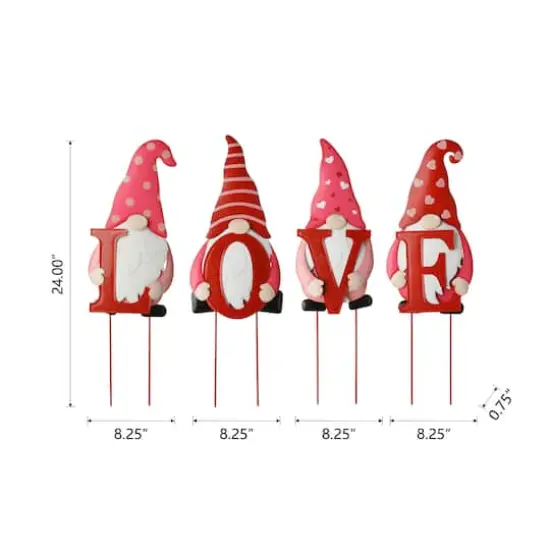 Glitzhome&reg; 24" Metal Valentine's LOVE Gnome Yard Stake & Hanging Sign {6}