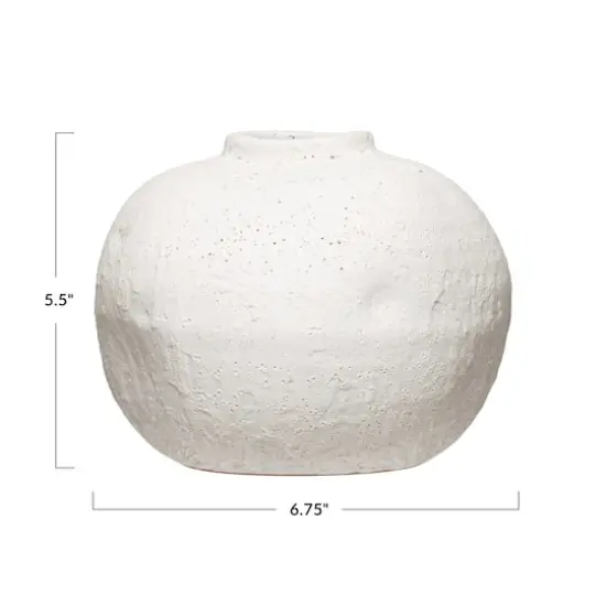 Hello Honey&reg; 7" Matte White Volcano Finish Terra Cotta Vase {3}