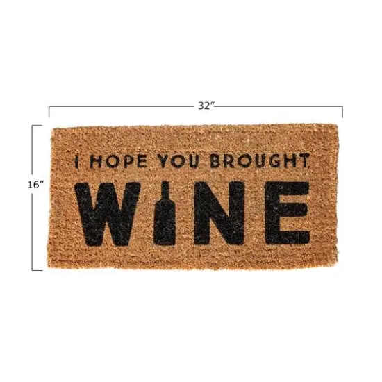 I Hope You Brought Wine Rectangle Natural Coir Doormat {3}