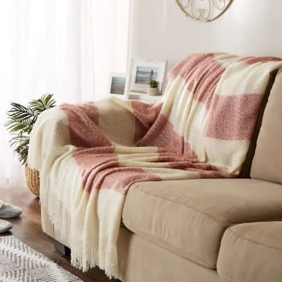 Rugby Stripe Acrylic Throw Red {6}