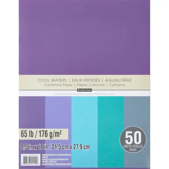 8.5" x 11" 65lb. Cardstock Paper Pack by Recollections&trade;, 50 Sheets Cool Water {1}