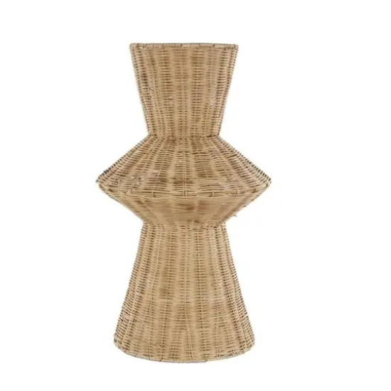 18" Brown Rattan Handmade Woven Tapered & Fluted Vase {9}