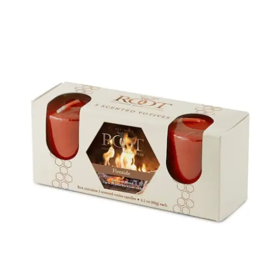 Root Candles Scented 20 Hour Beeswax Blend Votive Candles Gift Box Fireside {1}