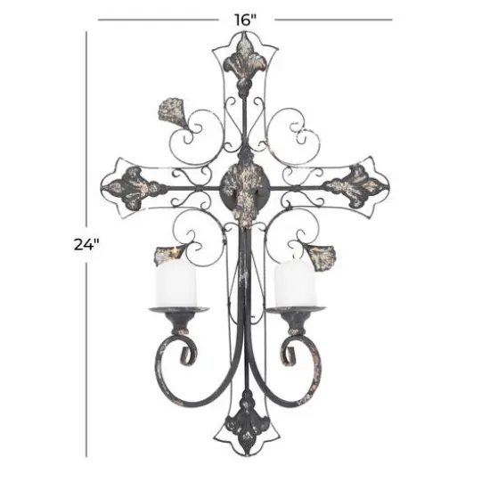 Black Iron French Country Wall Decor, 24" x 16" x 6" {8}