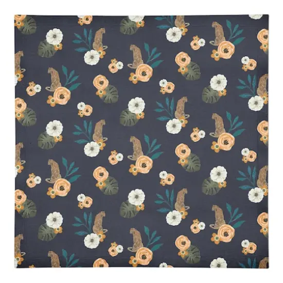 Tropical Jag Cotton Twill Napkin Navy {1}