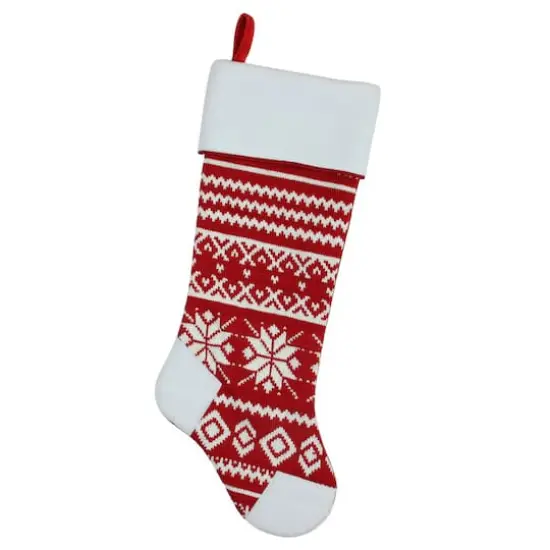 21.5" Alpine Chic Knit Snowflake Stocking {3}