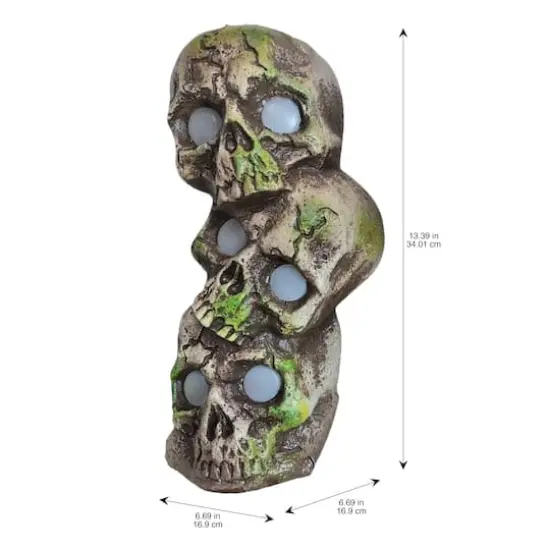 13.5" Gray LED Stacked Skulls D&eacute;cor by Ashland&reg; {4}