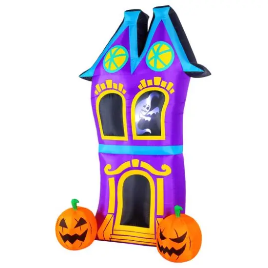 8ft. Airflowz Inflatable Halloween Haunted House with Projection Silhouette {4}