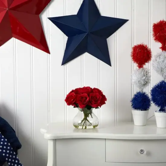 11" Red Rose Arrangement with Clear Glass Vase {4}