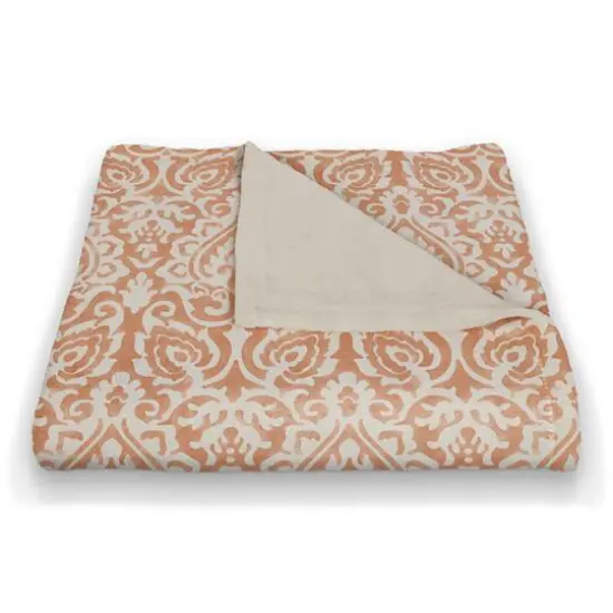 Orange Damask Coral Fleece Blanket {3}