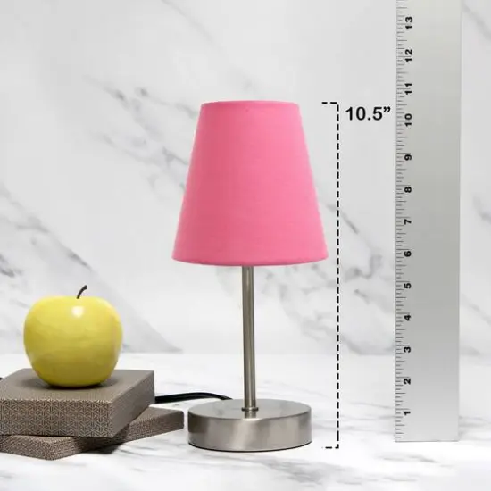 Creekwood Home Nauru 10.5" Sand Nickel Petite Metal Stick Table Lamp Pink {5}
