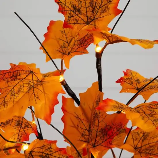 2ft. Pre-Lit Autumn Maple Artificial Fall Tree with 24 Warm White LED Lights and Detachable Base {5}