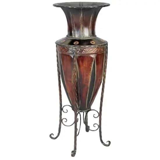 Brown Metal Rustic Vase, 27" x 9" x 9" {1}