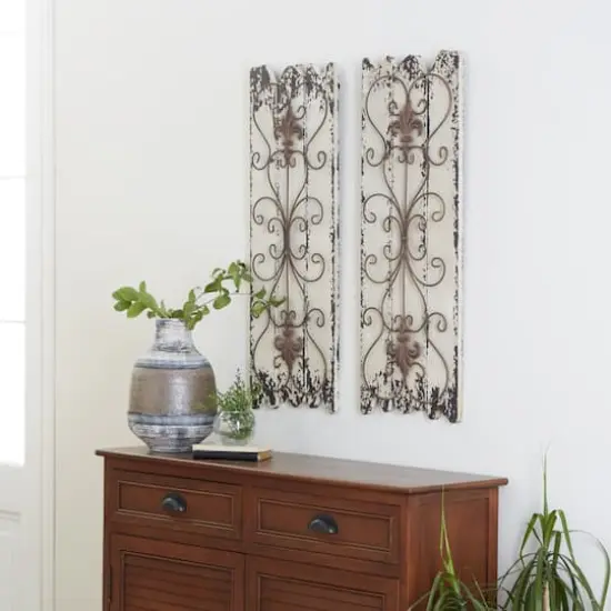 32" White Rustic Wood Wall Decor, 2ct. {14}