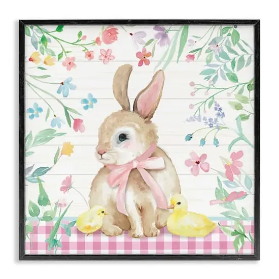 Stupell Industries Easter Bunny & Chicks Framed Giclee Art Black {1}