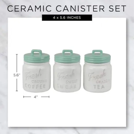 DII&reg; 5.6" Aqua Ceramic Jar Canister Set, 3ct. {11}