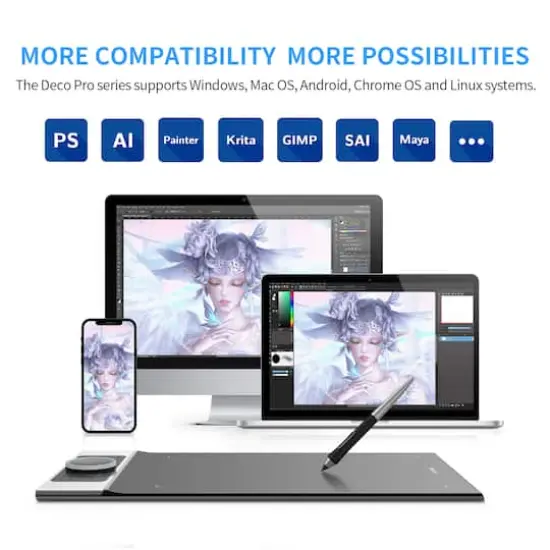 XPPen 9" x 5" Deco Pro SW Bluetooth Graphics Drawing Tablet {7}