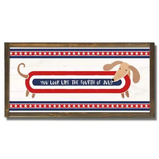 24" x 12" Like the Fourth of July Wood Plaque in Walnut Frame {1}