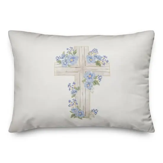 Reformed Rose Easter Cross 14" x 20" Throw Pillow {1}
