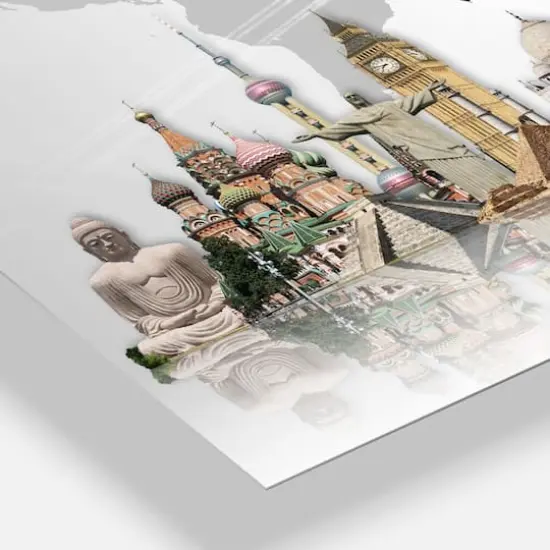 Designart Famous Monuments Across World Rectangular Wall Clock {4}