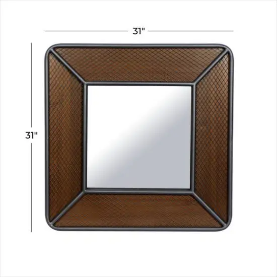Brown Wood Industrial Wall Mirror, 32" x 32" x 2" {8}