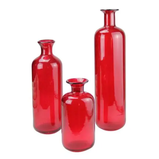 Translucent Candy Apple Red Glass Bottle Set {3}