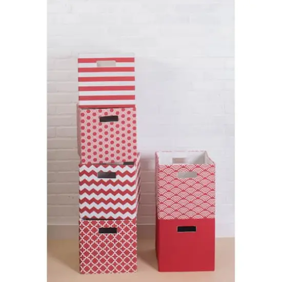 DII&reg; Striped Square Storage Cube Rust {6}