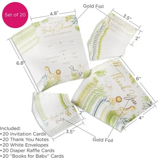 Kate Aspen Safari Baby Shower Invitation & Thank You Card Bundle Set {8}