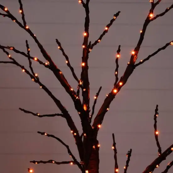 6ft. Pre-Lit Artificial Halloween Twig Tree with 480 Orange & Purple LED Lights {6}