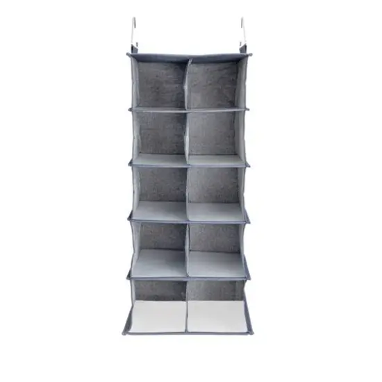 Household Essentials Denim 27" Cotton Blend & Plastic 10 Shelf Closet Shoe Organizer {6}