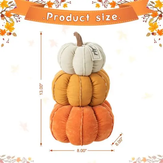 Glitzhome&reg; 13" Fall Stacked Fabric Pumpkin {8}