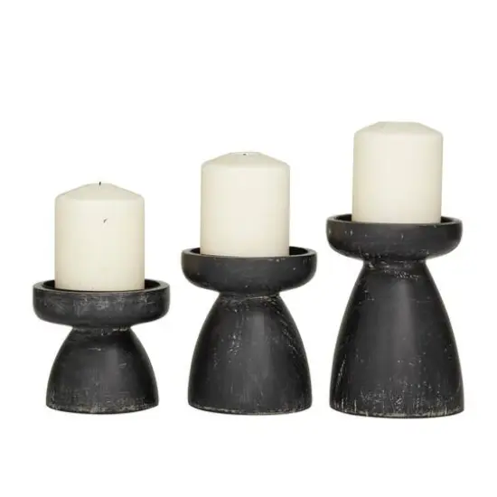 Black Traditional Candle Holder Set {1}