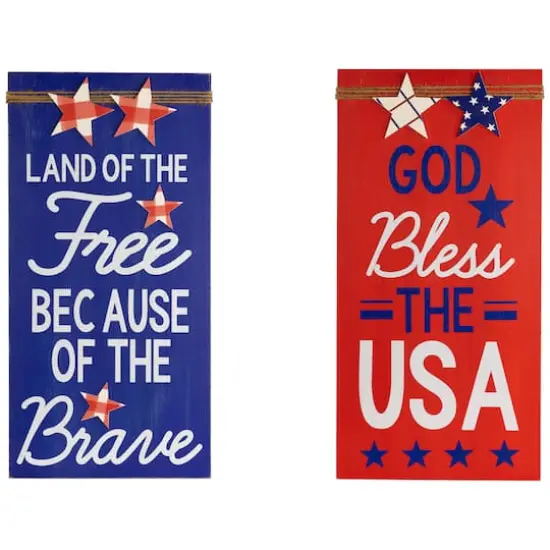 23.5" Patriotic Sentiment Wood Plaque Set {1}